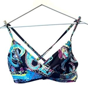 Athleta Women’s Paisley Bikini Top Navy Blue Size 36D or 36DD